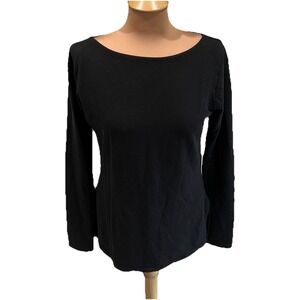 Kiragrace Women's Boho Black Long Sleeve Top Size Medium Organic‎ Cotton Blend
